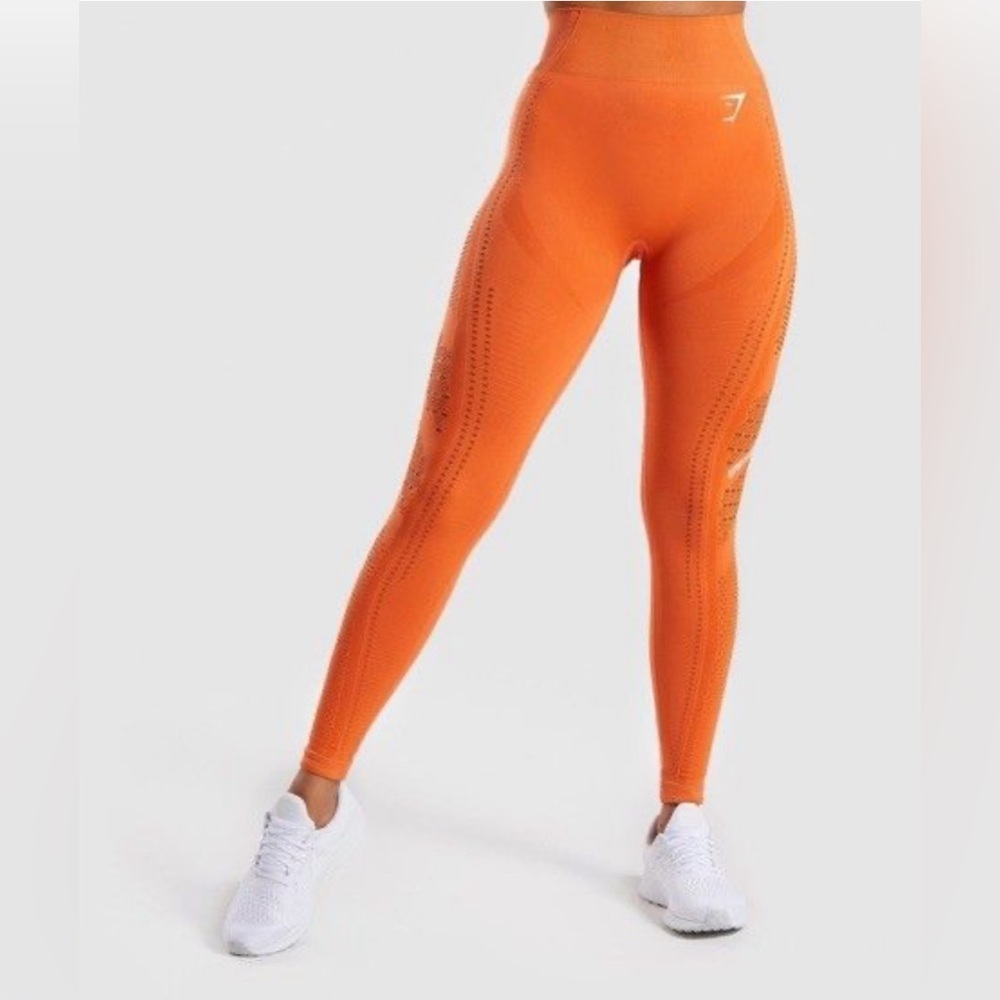 Gymshark Flawless Knit Leggings in Burnt Orange - Picture 3 of 4